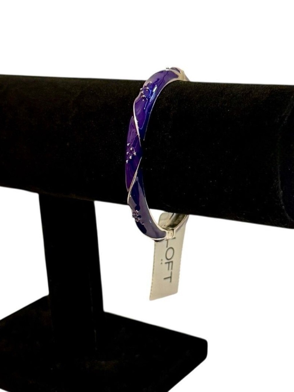 LOFT Purple Enamel Silver Tone Bangle Bracelet NWT